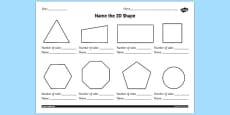 Properties of 2D Shapes Worksheets (teacher made)