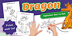 Alphabet Dragon Dot-to-Dot Sheets