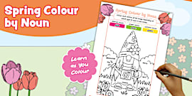 KS1 Easter Colour By Noun Worksheet - Twinkl