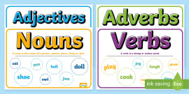 Noun, Adjective, Adverb and Verb Word Mat and Poster Pack - KS1