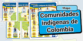 Mapa para cortar: culturas indígenas de Colombia - Twinkl