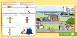 FREE Community Helpers Scene and Question Cards - Twinkl