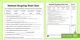 FREE! - National Recycling Week Activities - Count & Graph Worksheet