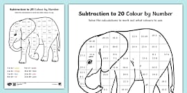 Carrot Club Subtraction up to 20 Color by Number - Twinkl