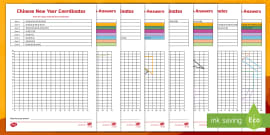 Year of the Dog Coordinates in the First Quadrant Activity Sheets