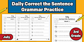 Third Grade January Daily Correct the Sentence Grammar