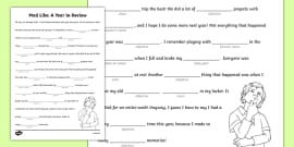 mad libs worksheet year in review teacher made