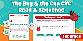 First Grade The Big Bug CVC Read and Sequence Activity