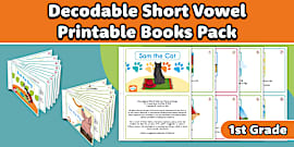 First Grade Letter U Decodable Short Vowel Printable Book