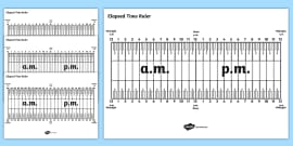 elapsed time ruler printable math tool teacher made