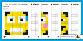 KS1 Spring Multiplication Mosaics Differentiated Worksheet