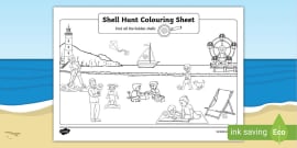 Seaside in the Past Colouring Sheet (teacher made) - Twinkl