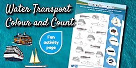Air Transport Colour and Count Worksheet