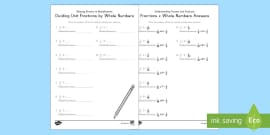 understanding fractions as division worksheet worksheet