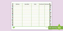 Class Library Record Checklist (teacher made) - Twinkl