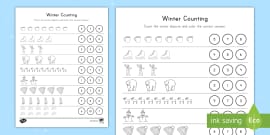 Winter Numbers 1-10 Tracing Activity