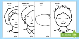 My Family - Colouring Pictures of People - Worksheets