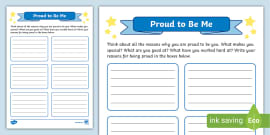 Who Am I? What I Am Proud Of Activity Sheet | KS2 Worksheet