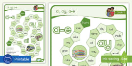 Grade 3 Phonics: ue, ew Printable Game (teacher made)