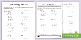 split strategy subtraction and addition challenge cards