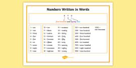 Numbers in Words - Number Word Mat - Primary Resources