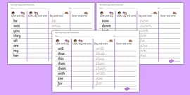 High Frequency Words Writing Practice Worksheets - Twinkl