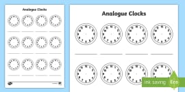 analogue clocks worksheet maths resources twinkl
