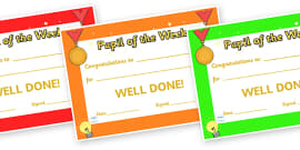 Pupil of the Week Certificate (Teacher-Made) - Twinkl