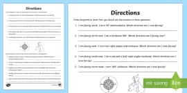 Giving Directions Map Worksheet | Getting to School | ESL