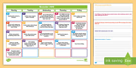 QLD October Writing Prompts Display Calendar - Twinkl