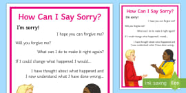 Saying Sorry Worksheet / Worksheet, PSEB early years