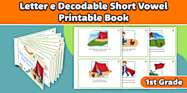 First Grade Decodable Short Vowel Printable Books Pack