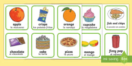 Food and Drink Worksheet / Worksheet English/Spanish - Familiar Topics