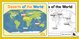 World Map Deserts Labelling Activity | KS2 (Teacher-Made)