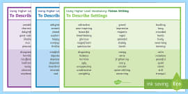 word modality low medium vocabulary mats description level cards higher fiction writing using twinkl