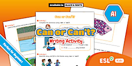 Can or Can't Sentence Writing Activity