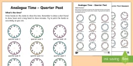 Quarter Past & Quarter to Times Worksheet - Telling the time