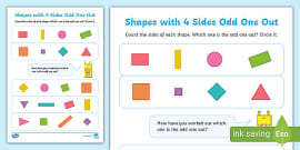 👉 Odd One Out Shapes Worksheet (teacher made)