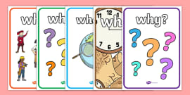 👉 Who What Where When Why and How Prompt Posters - ESL Question Words
