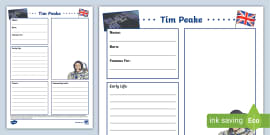 Tim Peake KS1 Fact File (teacher made) - Twinkl