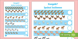 Farm Animal Counting worksheet | isiZulu | Ipulazi lezilwane