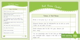 book review writing checklist