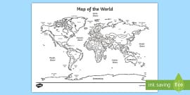 printable blank world map for kids geography year 1 2