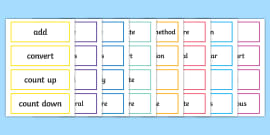 Year 1 2014 National Curriculum Maths Vocabulary Cards Resource Pack