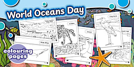 Seaworld Sign Colouring In World Oceans Day Colouring Pack