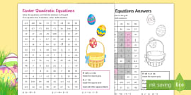 Solving Equations Worksheet - Quadratic Equations
