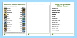 Animals and Habitats - Worksheet - Primary Resource - Twinkl