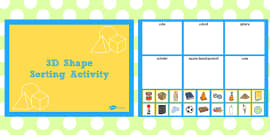 3D Objects Sorting Activity - Sorting 3D Objects resource