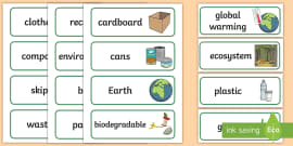 recycling word mat esl vocabulary resources teacher made