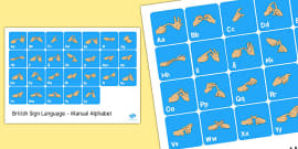 British Sign Language Left Handed Vowel Manual Alphabet Sign